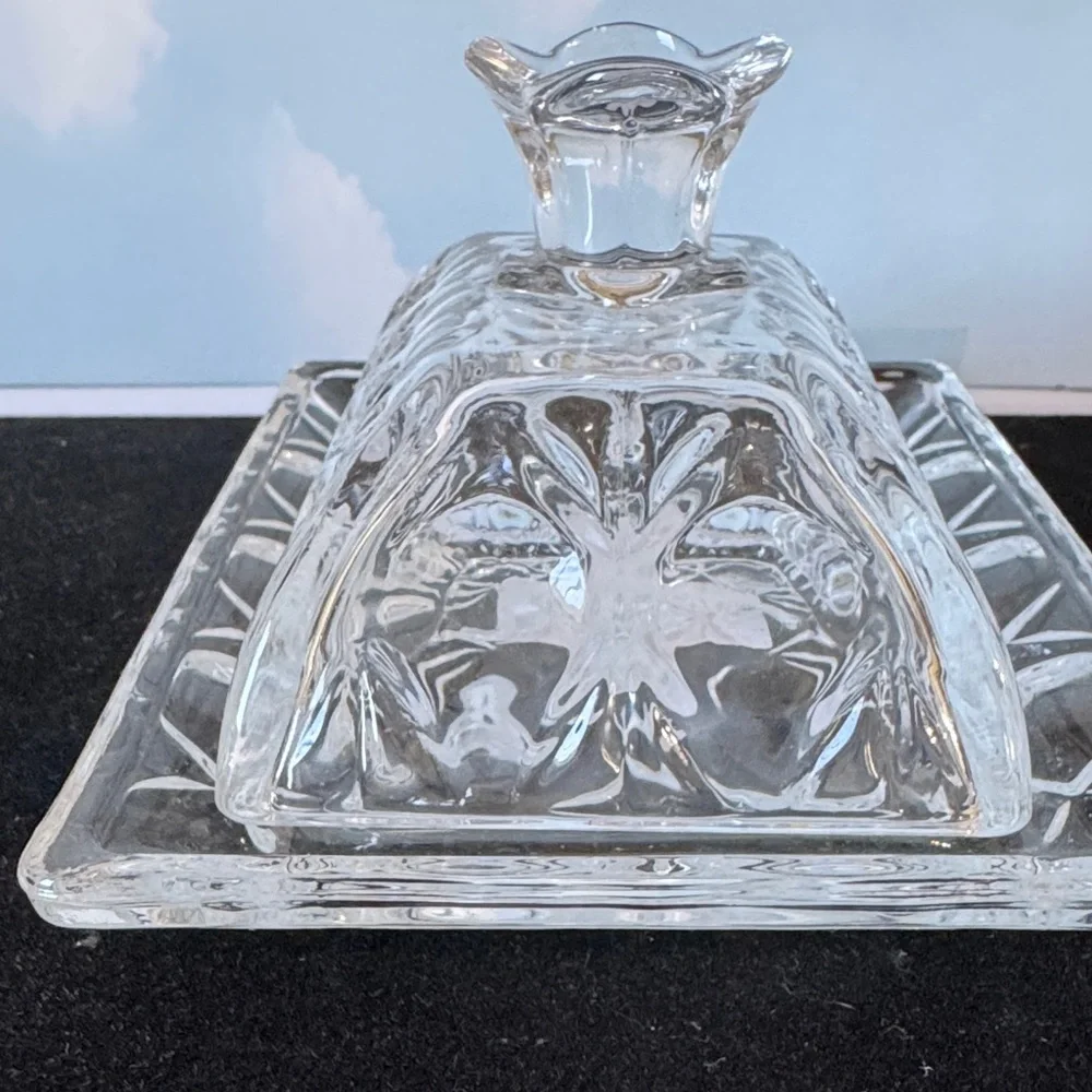 Elegant Vintage-inspired Clear Glass Butter Dish by Italo Homes